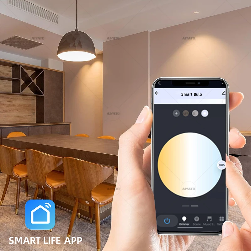 Tuya WIFI LED لمبات الإضاءة الذكية 2700-6500K قابلة للضبط باللون الأبيض وقابلة للتعتيم متوافقة مع تطبيق Alexa Google Home Group Control Smart Life