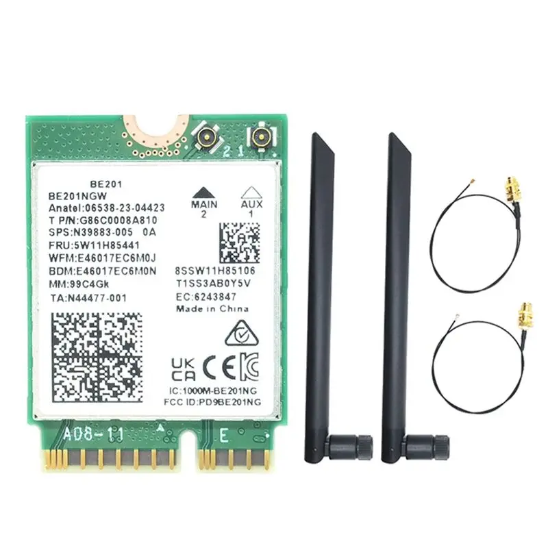 

A29F-BE201 BE201NGW WIFI7 Card M.2 Cnvio3 8774Mbps Tri-Band BT5.4 Wireless WIFI Module With 8DB Antennas For Win10/11 64-Bit