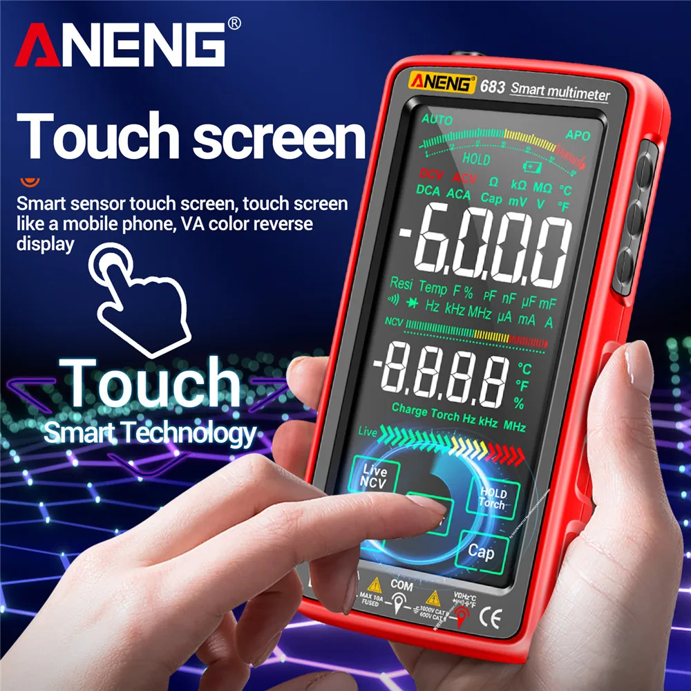 ANENG Digital Multimeter Tester 3 in 1 Touch Screen Charging 683 +VC1010 Tester Pen 12-1000V Professional Electrician Kit Tools