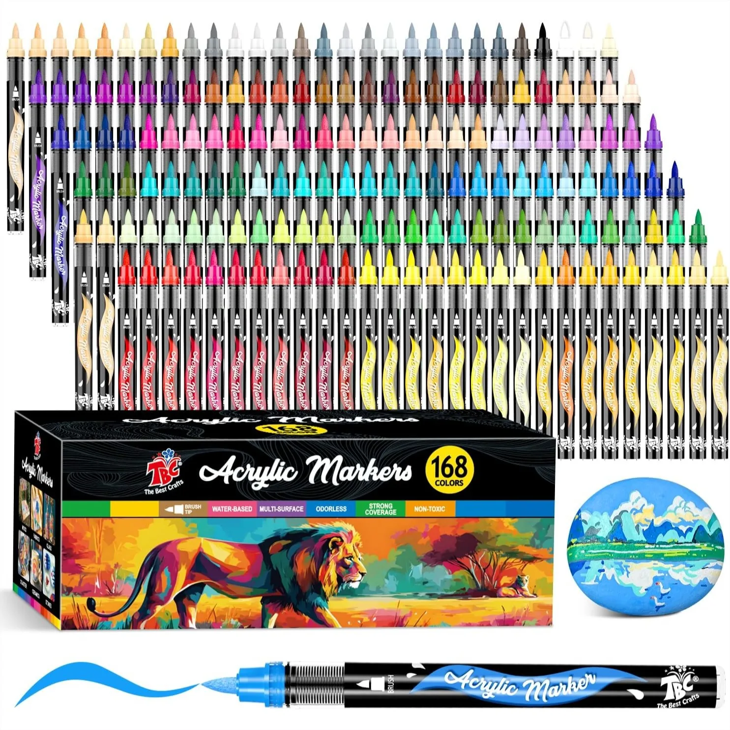 

168 Colors Acrylic Paint Markers with Water-Based Ink for Art Crafts on Fabric Glass Wood Stone Metal Ceramic Canvas Rock