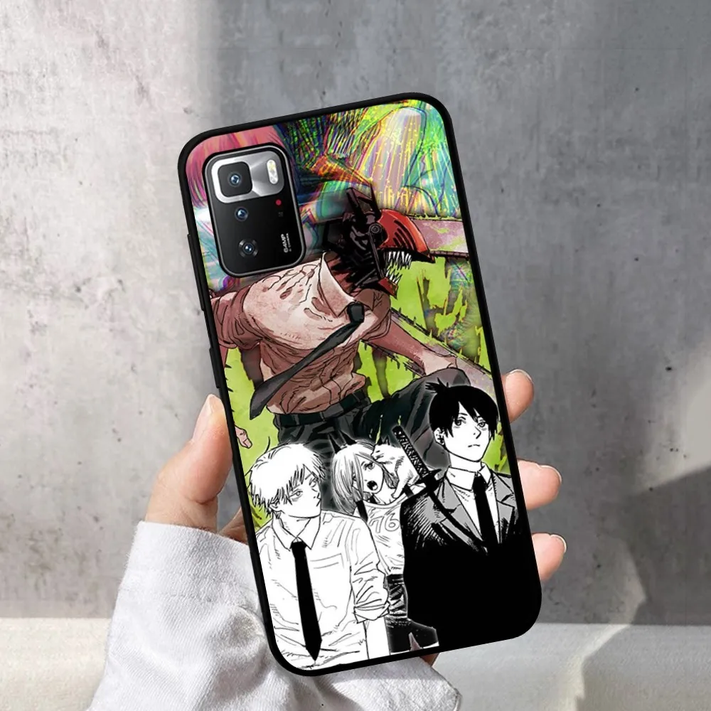 Motosserra homem anime caso de telefone para redmi nota 4x5 a 6 7 8 t 9 9s 10 11 11s 11epro poco m3 pro