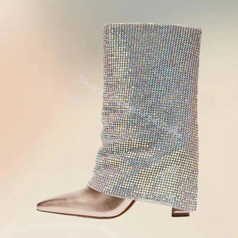 حجر الراين ديكور تحولت أشار تو الأحذية الانزلاق على أحذية النساء حذاء بكعب عالٍ مكتنز رواية حفلة عيد 2024 Zapatos Para Mujere