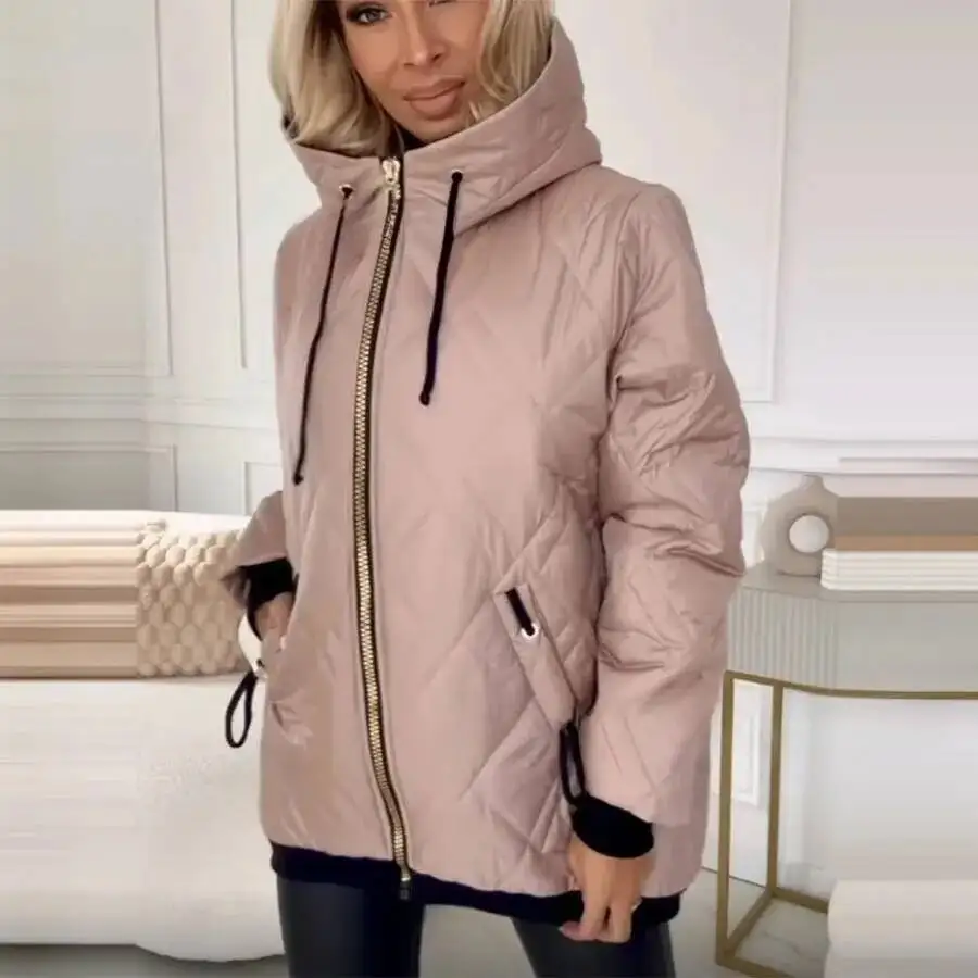 Cozy Hooded Puffer Jacket For Women, Solid Color Casual Winter Coat, 2026 Autumn New Warm Cotton Padded, Everyday Wear