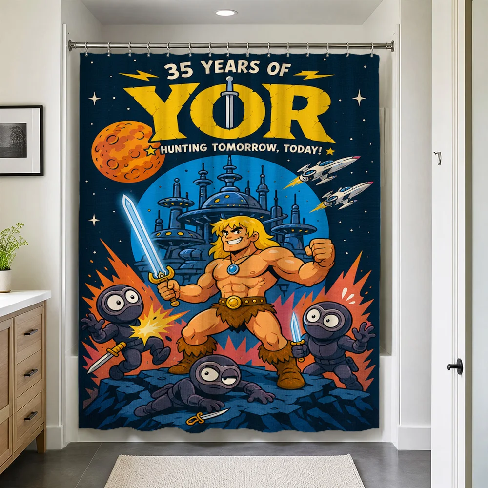 Waterproof Superhero Shower Curtain Comic Print Young Justice Pop Culture Character Bath Curtain for Bathroom Decor Art Decorati