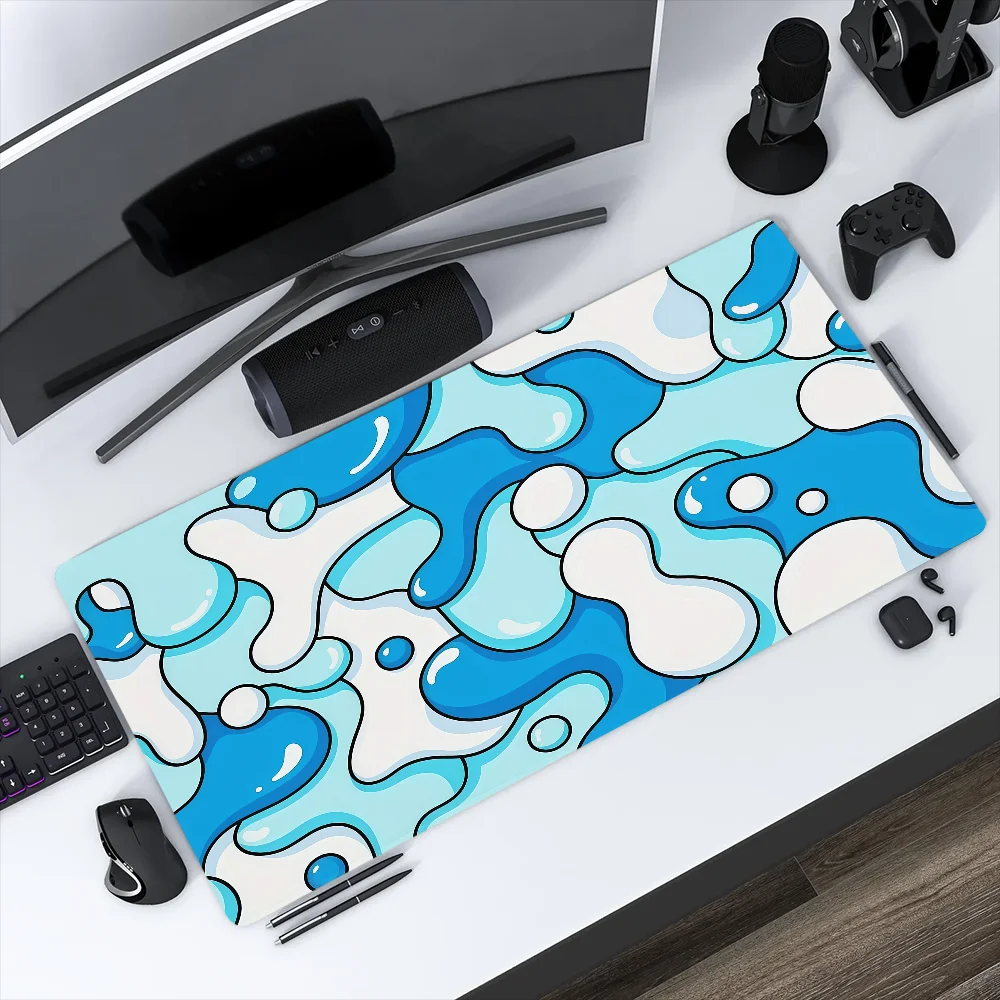 Mouse Pad MousePad Non-slip Lockedge Blue Art Office Student Gaming Thickened Large Writing Pad Wave Cushion