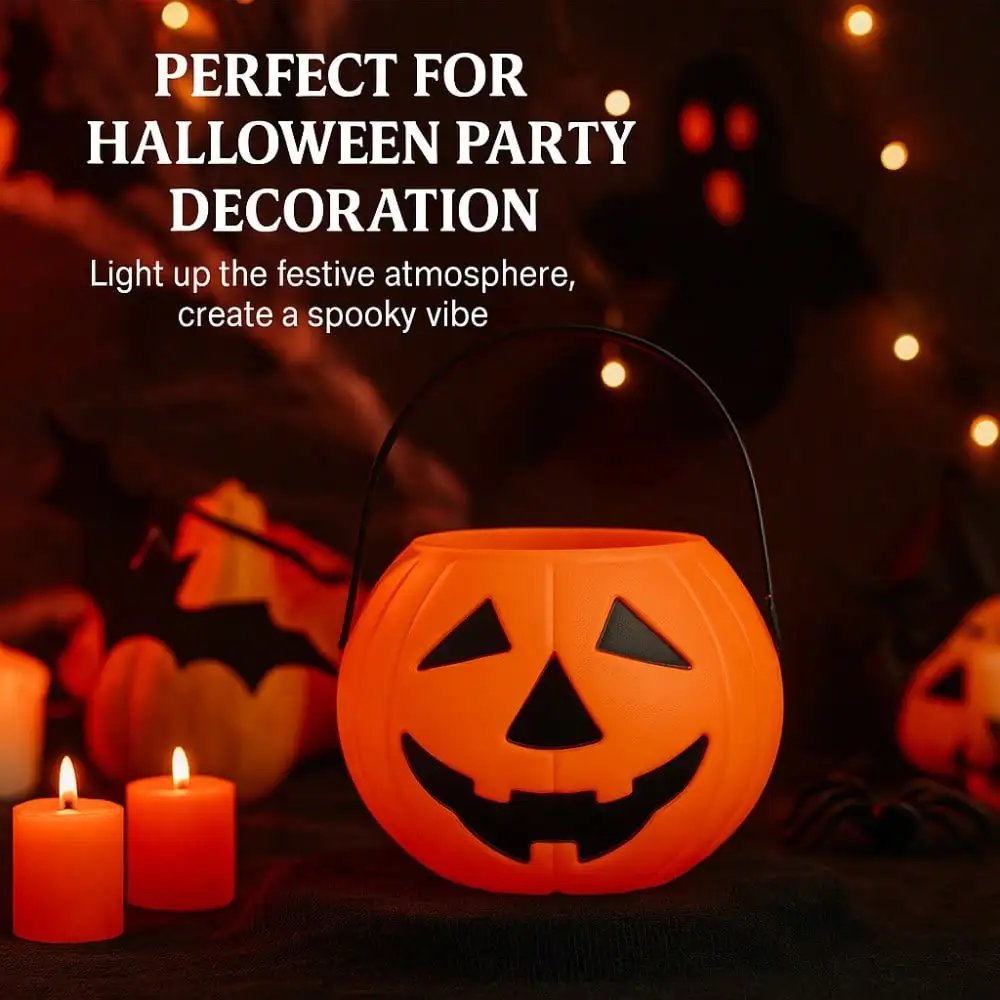 دلو حلوى اليقطين الصغير، ضروري لحفلات الهالوين، حاوية حلوى خدعة أو علاج، صندوق هدايا ديكور منزلي احتفالي #4