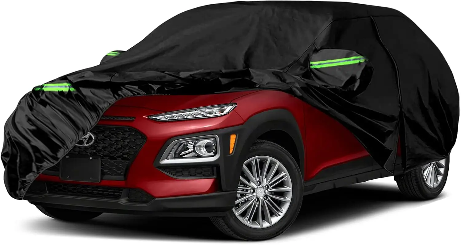 

6-Layer Waterproof Car Cover for Hyundai Kona 2018-2025, Custom Fit with Zipper Door, All Weather Snow Rain Hail Protection