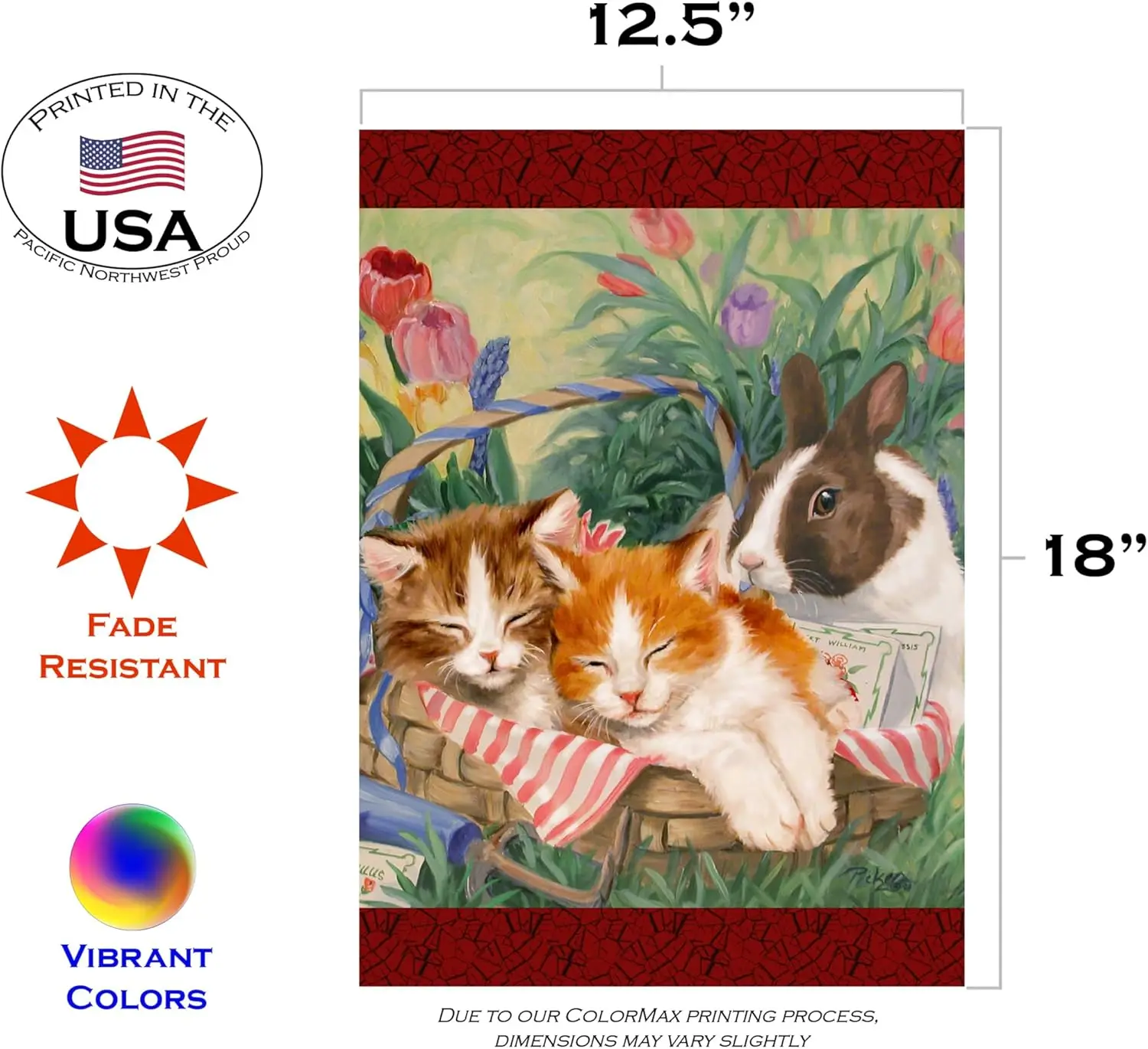 Toland Home Garden 119476 Too Cuddly Cat Flag 12x18 Inch Double Sided for Outdoor Bunny House Yard Decoration