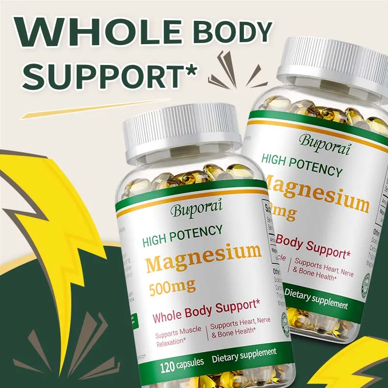 

High Potency Magnesium Supplement - Promotes Muscle Relaxation, Relieves Stress, Improves Sleep, and Protects Bone Health