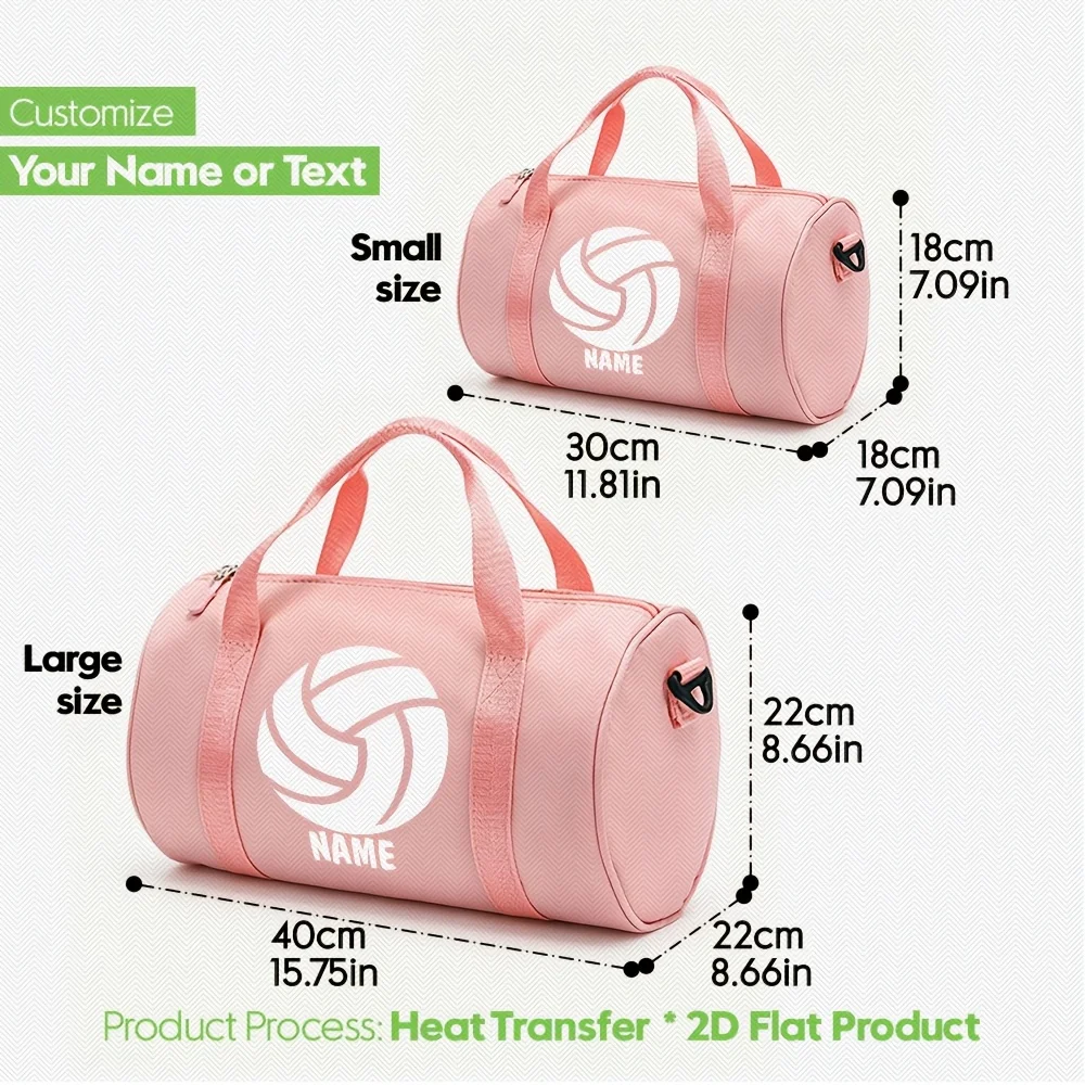 Custom Personalized Name Handheld Gym Bag Volleyball Graphic Design Preppy Style Sports Travel Dance Duffel for Fitness Enthusia