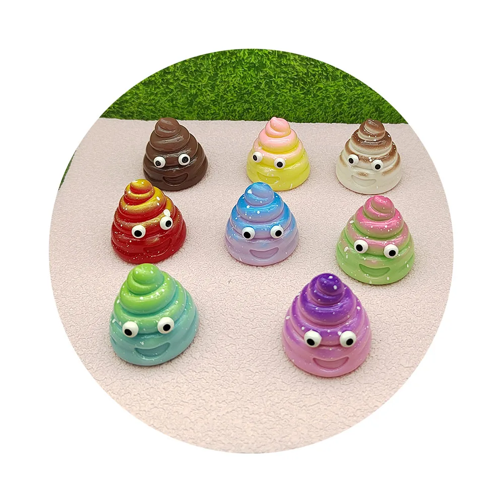 Resin Cute Rainbow Fun Poop Flat Back Cabochons For Hairpin Scrapbooking DIY Jewelry Craft Decoration Accessories