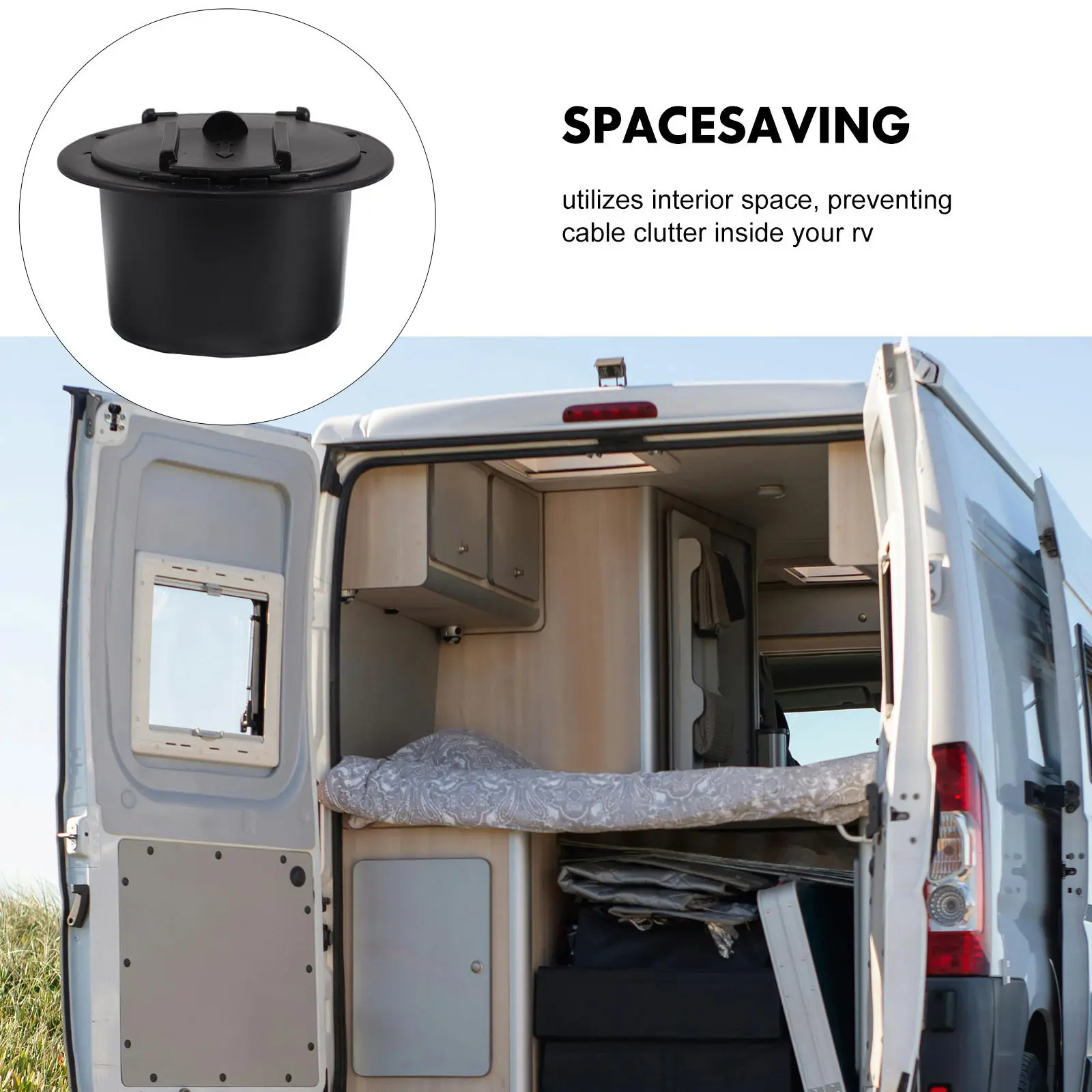 Rv Camper Trailer Halloween Christmas Power Cord Hatch Black Finish Plastic Construction Camper Accessories 1SET Electrical