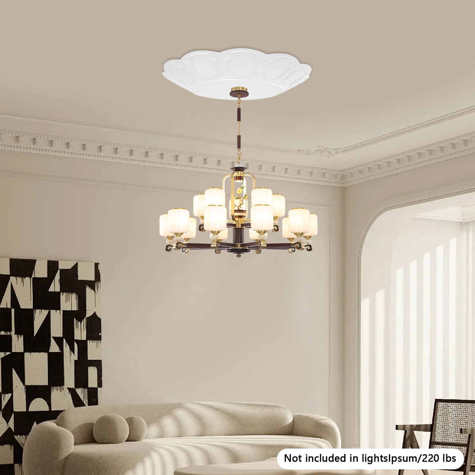 نظام رفع مرفاع الثريا 2 في 1، سعة 100 كجم/220 رطل، رفع ضوء السقف الأبيض الحديث، رافعة مصعد الثريا #1