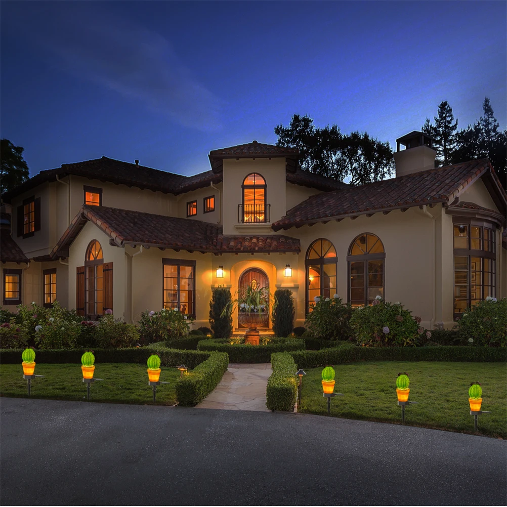 

Cactus Solar Garden Stake Light Waterproof Ground Plug Led Lamp For Yard Pathway Patio Landscape Outdoor Decoration Lighting