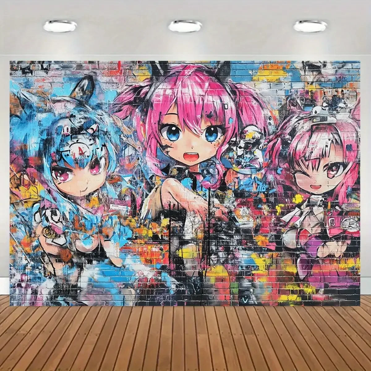 Vibrant Anime Girl Tapestry Wall Art Poster Blue Archive Kawaii Graffiti Manga Style Home Room Decoration Print