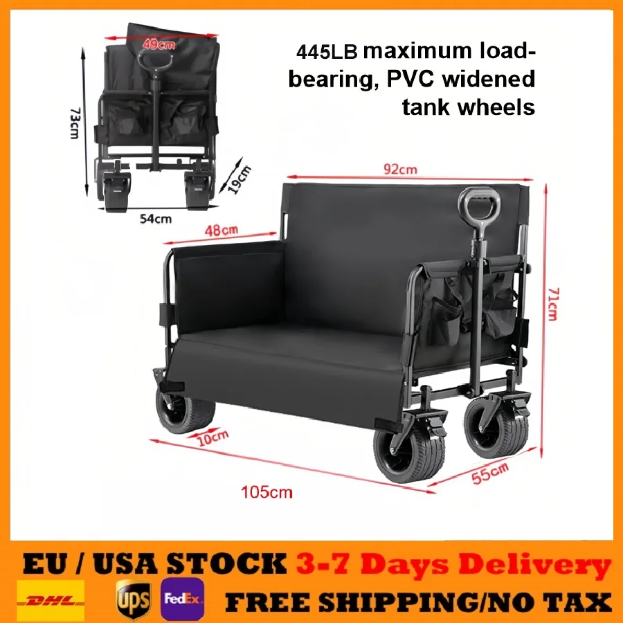 

Camping Wagon Collapsible Camping Trolley Camping Trailer Lightweight Camping Trolley with Big Wheels Garden Camping Cart utilit