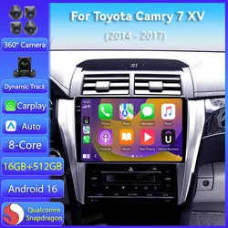 Android 16 Carplay Auto For Toyota Camry 7 XV 50 55 2014 2015 - 2017 Car Radio DSP Navigation Video Stereo 2Din Player Head Unit