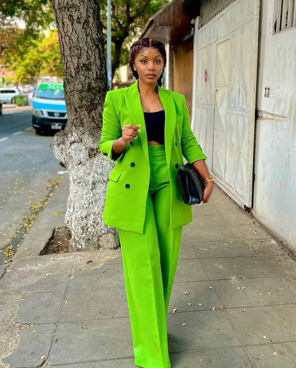 2 Pcs Green Women Suit Set Blazer+Pants Bright Color Spring Formal Business Office Lady Tailored Wedding Tuxedo женский костю