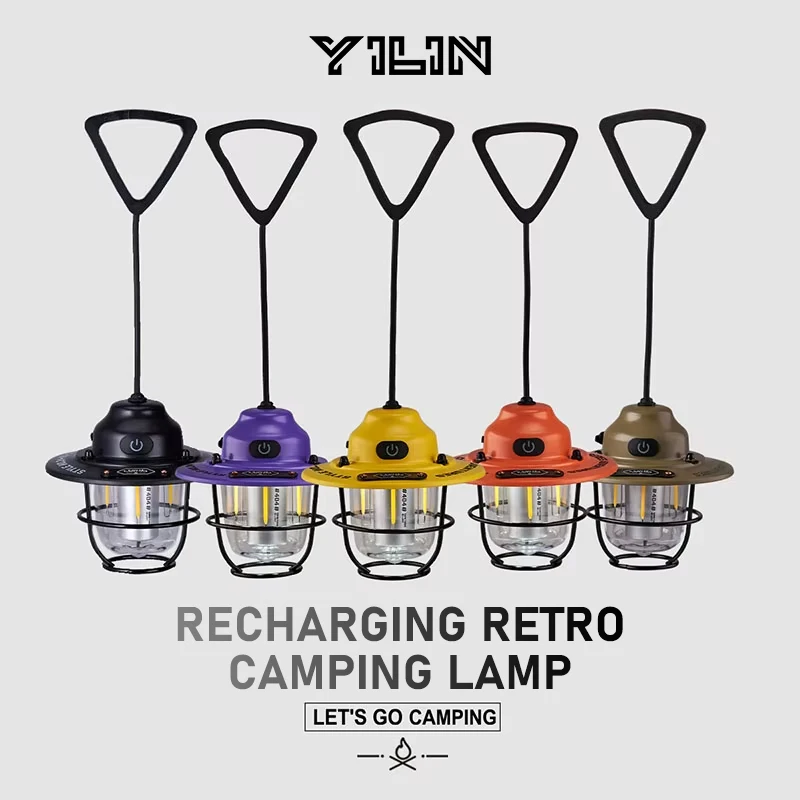 

Vintage LED Camping Ambient Lamp Retro Hanging Lamp Portable Lamp Waterproof 80H Continuity Rechargeable Outdoor Light Lantern