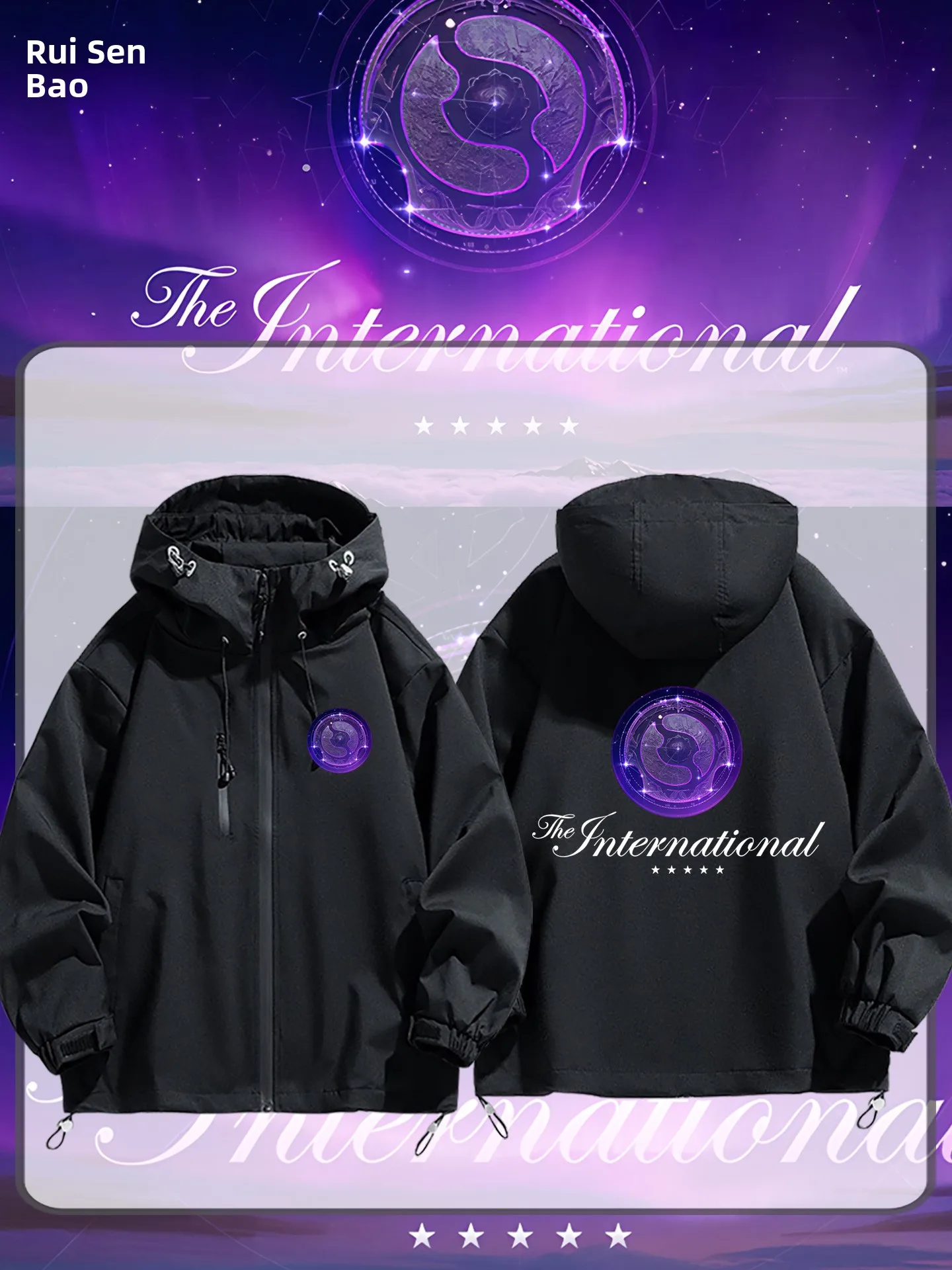 

Мужская повседневная ветрозащитная толстовка с капюшоном на молнии из полиэфирного волокна, свободного кроя, в стиле DOTA2 Game Ti4 Invitation Match T XG Battle Jaet...