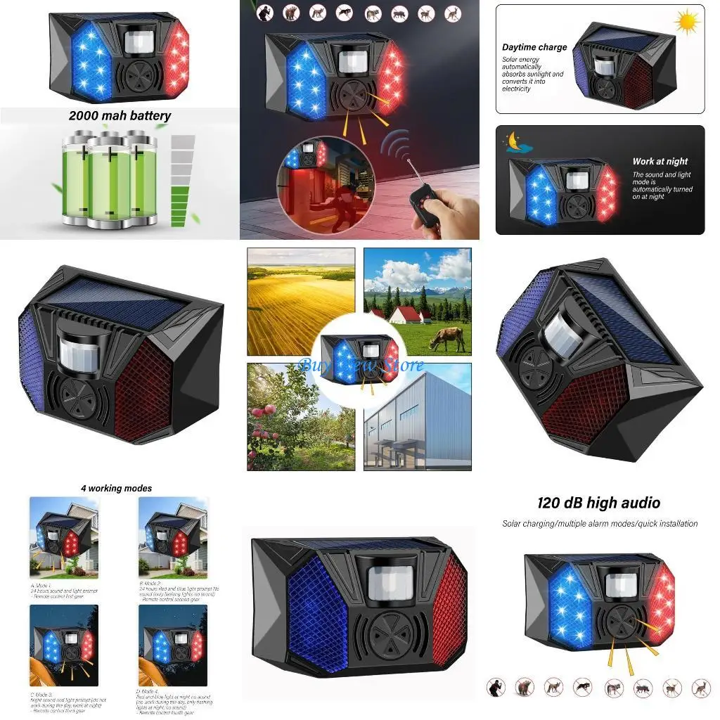 

20CE Wireless Solar Powered Motion Detector With 129dB Alerts And Visual LED Warning Fit for Secure Farm Villas Outdoor Areas