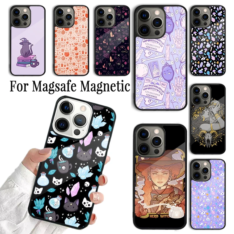 Coque Phone Case For iPhone 16 15 14 13 12 Mini 11 Pro Max Plus Magsafe Magnetic Wireless Charging Cover Witchy Collection Magic