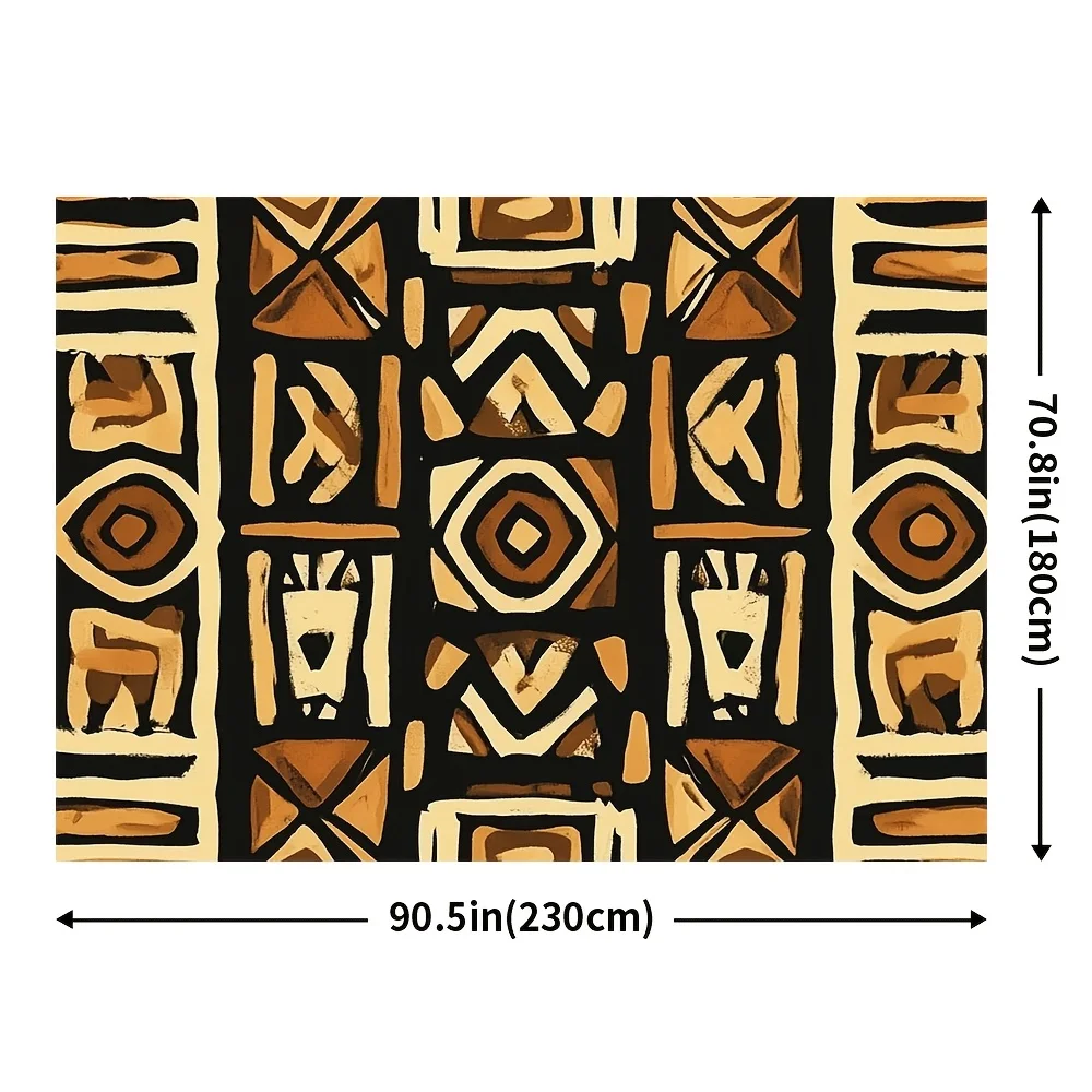 Abstract Geometric Tribal Tapestry Wall Hanging Boho Ethnic Polyester Decor Boho Chic Living Room Bedroom Art Mural Accent Curta