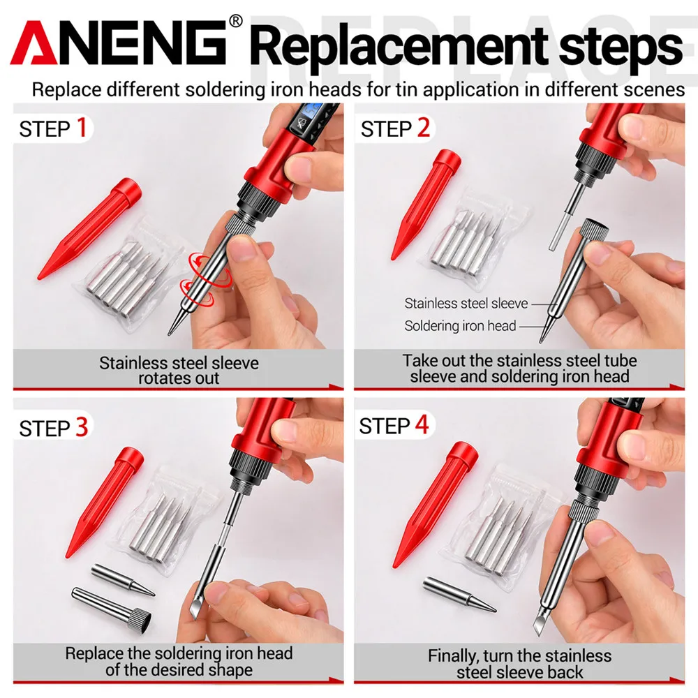 ANENG SL106 Electric Soldering Iron Kit with LCD Display Adjustable Temp Fast Heating Solder Tools for Circuit Board Repair Home view 4