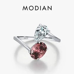 MODIAN 925 Sterling Silver Luxury Fashion Dazzing Oval & Water Drop Zirconia Female Finger Rings For Women Wedding Fine Jewelry