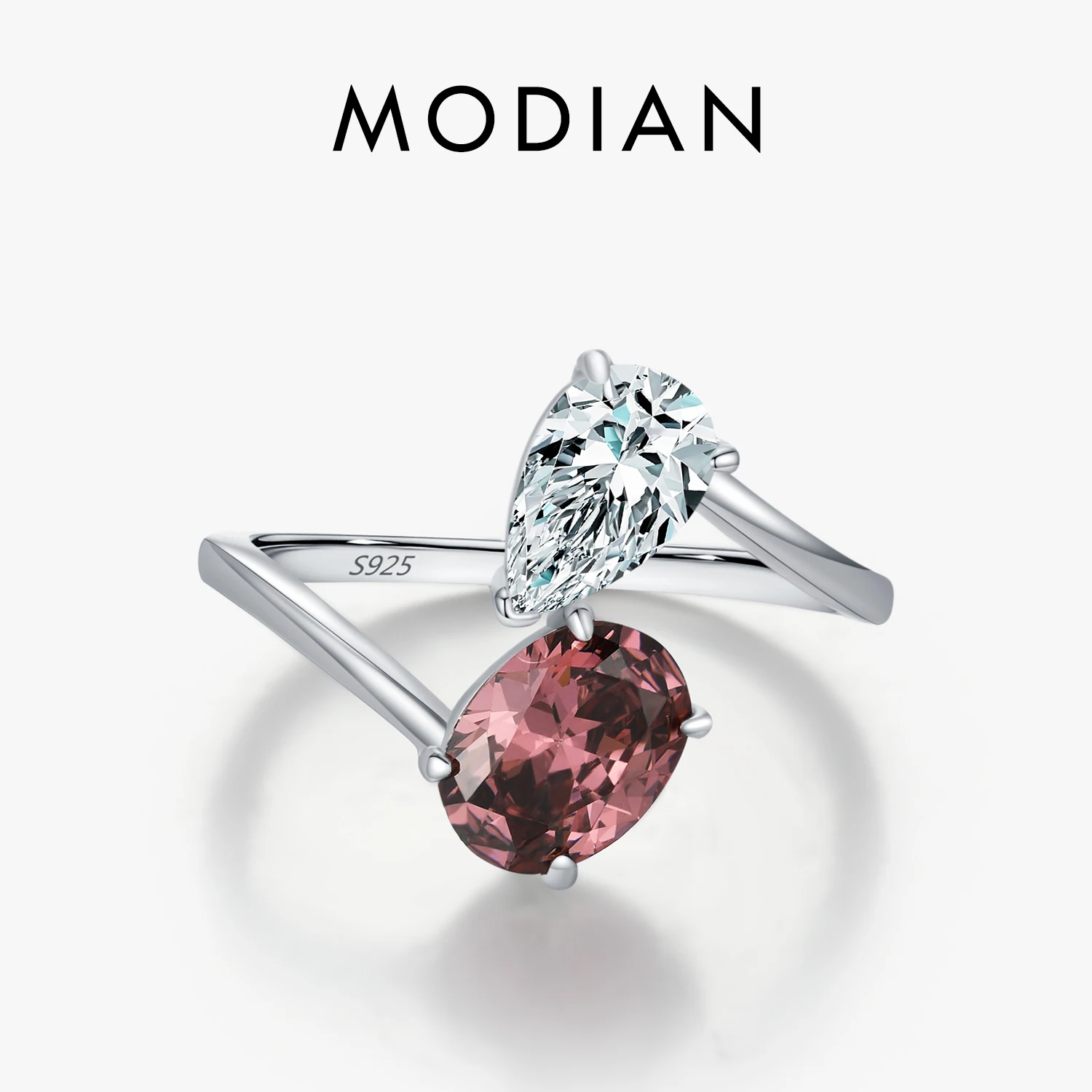 MODIAN 925 Sterling Silver Luksusowa moda Olśniewająca owalna i kropla wody Cyrkonie Kobiece pierścionki na palce dla kobiet Biżuteria ślubna