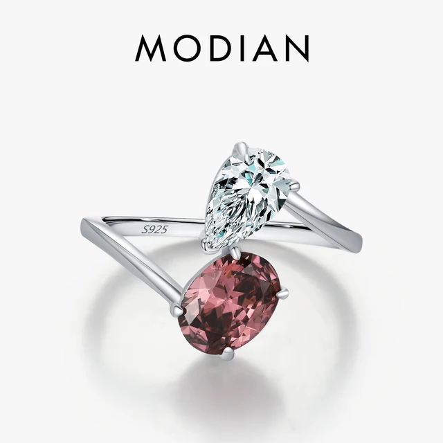 MODIAN 925 Sterling Silver Luksusowa moda Olśniewająca owalna i kropla wody Cyrkonie Kobiece pierścionki na palce dla kobiet Biżuteria ślubna