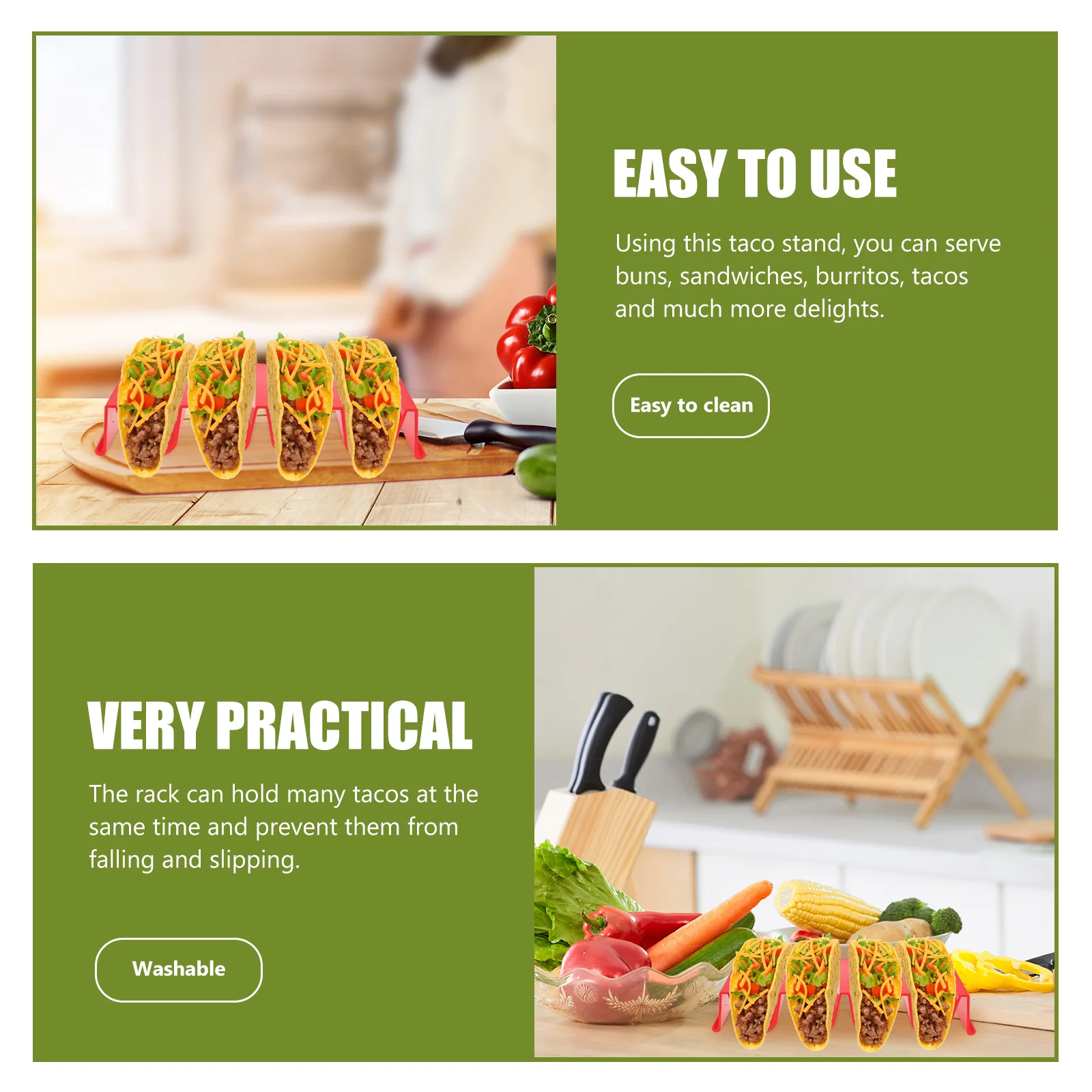 

2Pcs Kitchen Taco Stand Non-Deformable Tortilla Roll Rack for Home Restaurant Burrito Holder Taco Holder Mexican Pancake Rack