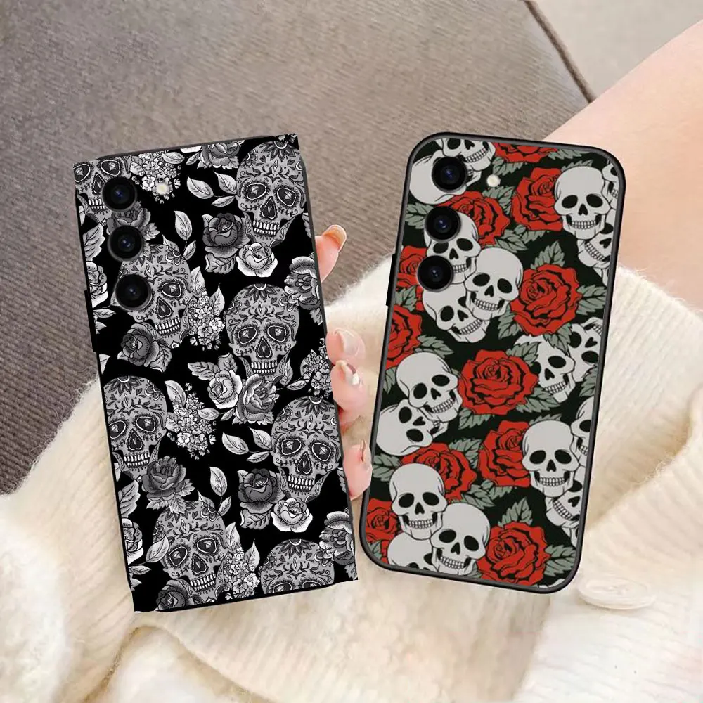 Scary Fashion Gothic skull Phone Case For Samsung Galaxy S24 S23 S22 S21 S20 FE S10 S10E LITE PLUS ULTRA Case Funda Shell Cover