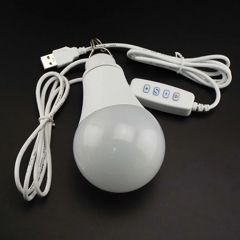 5V USB Dimming LED Bulb 3W 10W Lights Reading Night Lamps Wall Hanging Adjustable for Camping Home Bulbs Light Ball B4