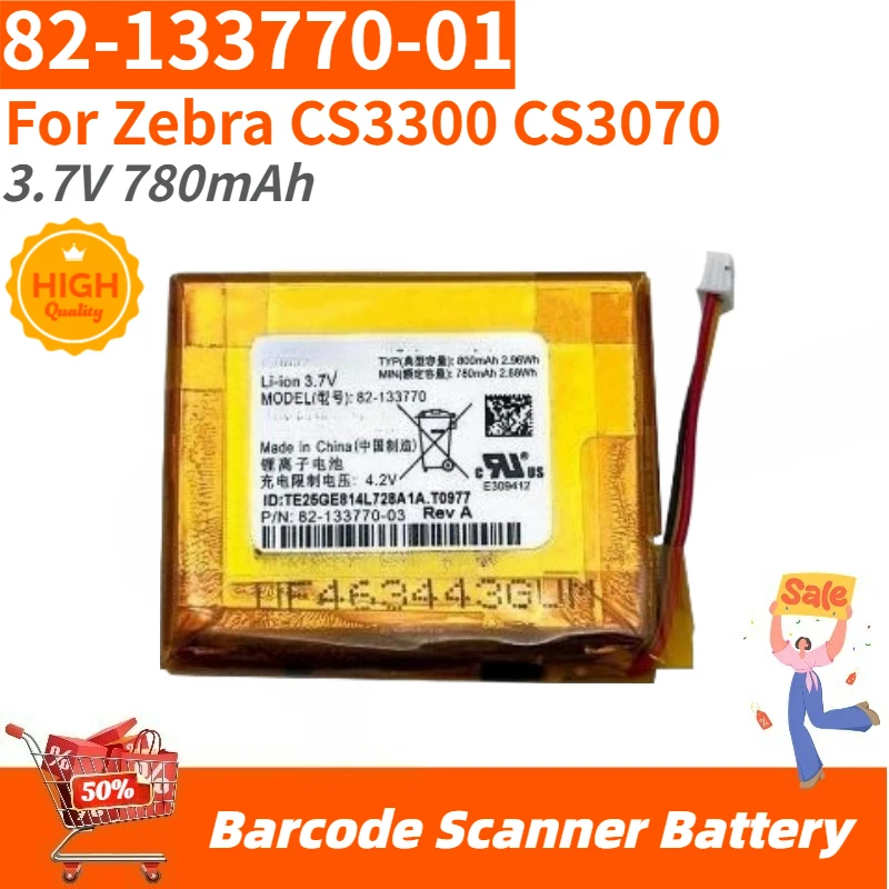 High Quality 82-133770-01 Barcode Scanner Battery 3.7V 780mAh for Zebra CS3300 CS3070 Brand New Replacement Battery