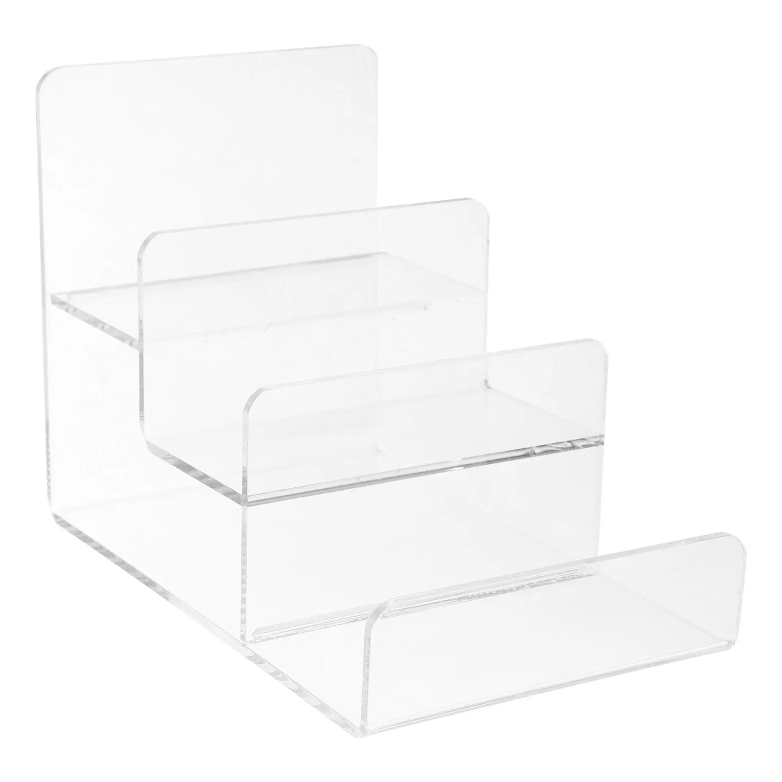 Acrylic Wallet Storage Rack Clear Multi-Level Display Stand for Purse Perfume Sunglasses Collection Compact Elegant Organizer