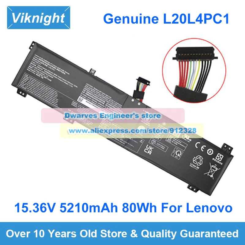 Genuine 15.36V 5210mAh 80Wh Battery L20L4PC1 L20D4PC1 L20L4PC1 L20M4PC1 For Lenovo Legion 5/7 (Pro) 16ACH6 16ITH6 15ACH6 15ITH6