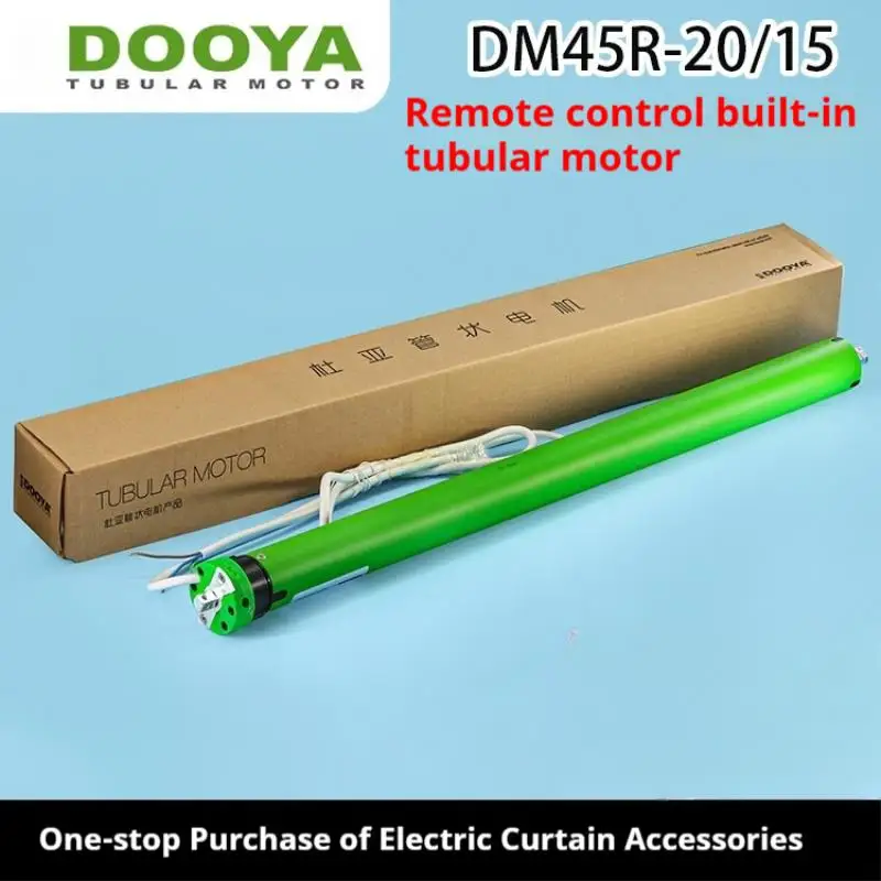 

Smart Curtain Motorized Roller Shade Duya DM45R-20/15 for High Windows with Wireless Remote Control Built in Tubular Motor