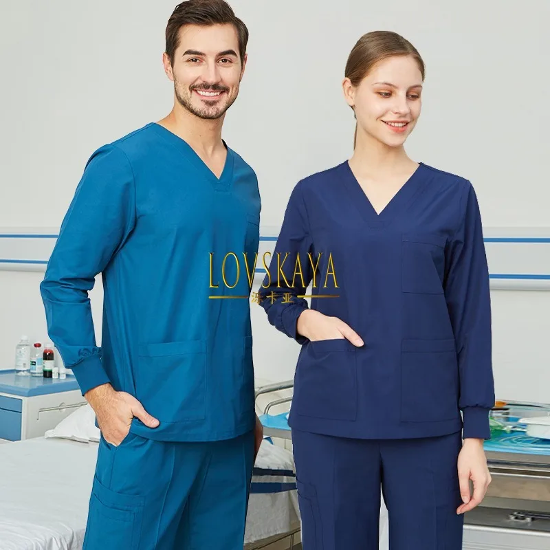 New short sleeved doctor and nurse work clothes surgical gowns female hand washing clothes operating room autumn and winter male