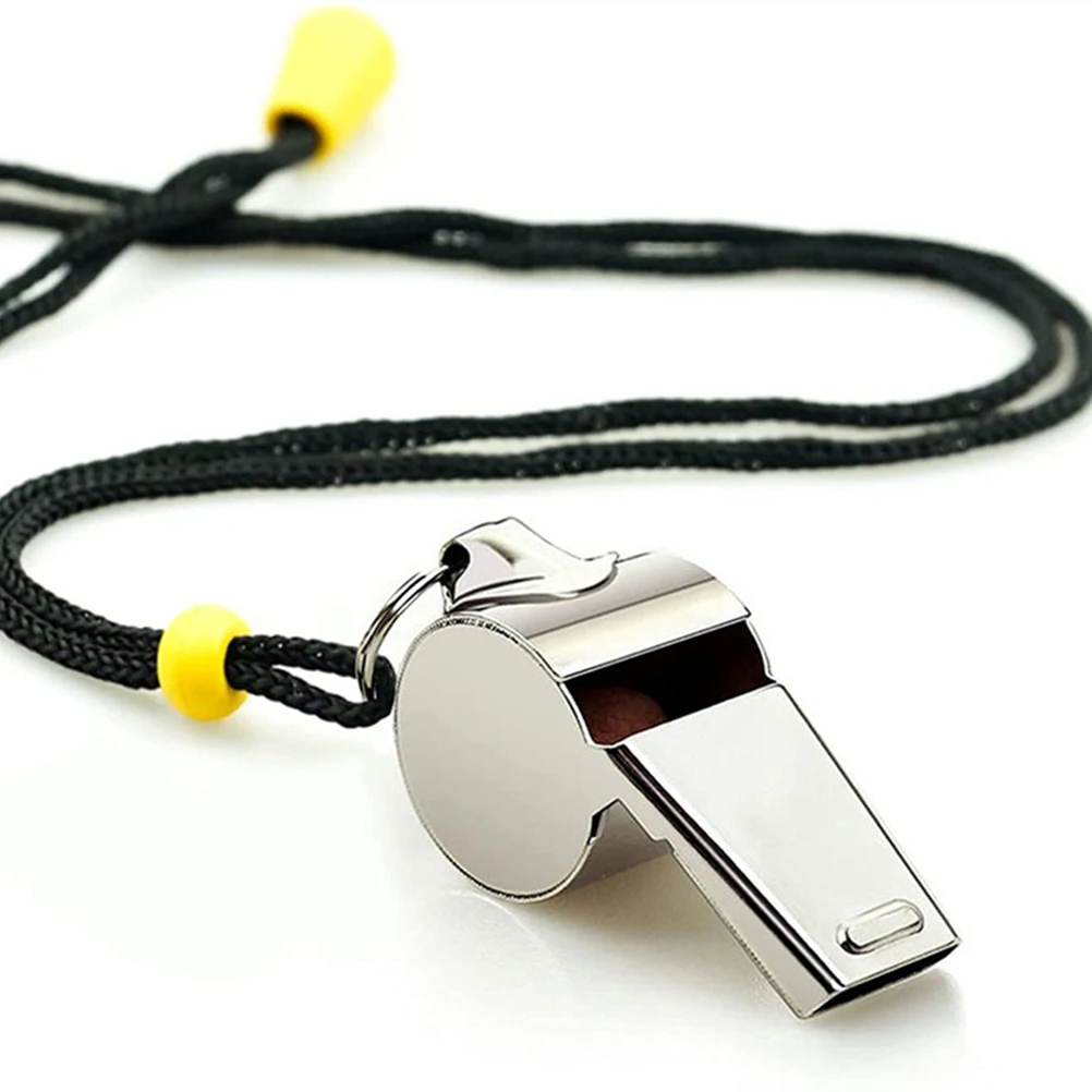 

3pcs Stainless Steel Whistle with Lanyard Loud Sound Natural Cork Peas Adjustable Length Light Weight Compact Size Outdoor