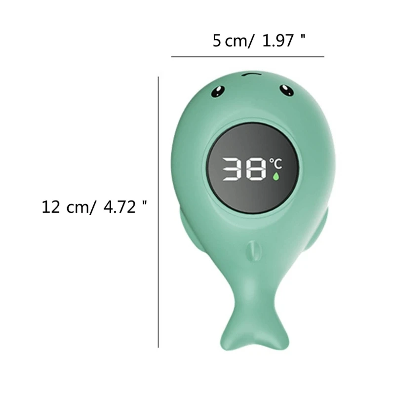 B2EB Cartoon Whale Baby Showering Thermometer Accurate Water Temperature Gauge for Bathing with Over/Low Temperature Reminder