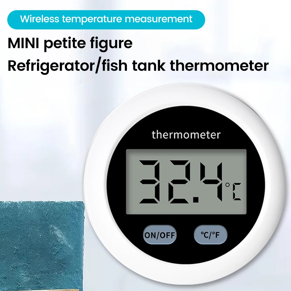 LCD-Digitalthermometer, Temperatur, Mini-Rundthermometer, Sensor, Messgerät, Monitor für Aquarien, -50 ~ + 110 ℃