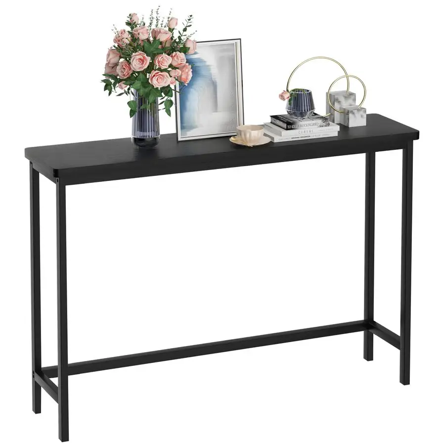 

Console Table, Entryway Table, Narrow Sofa Table, 39 Bamboo Hallway Table for Entryway, Living Room, Bedroom, Foyer, Black