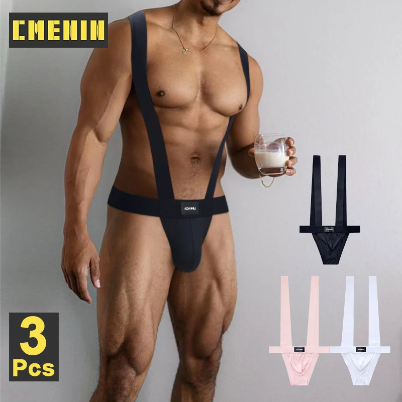 

3 шт., мужское нижнее белье из модала, дышащие сексуальные мужские трусы с высоким вырезом на подтяжках, трусики-бикини с бандажами, мужские трусы, трусы