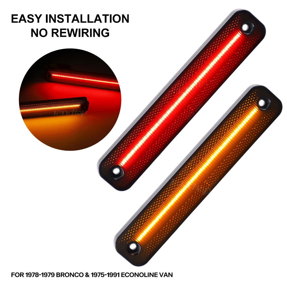 

For Ford Bronco F Truck F100 F150 F250 F350 F500 Econoline E100 E150 E250 Smoked Lens Front Amber/ Rear Red Side Marker Lights