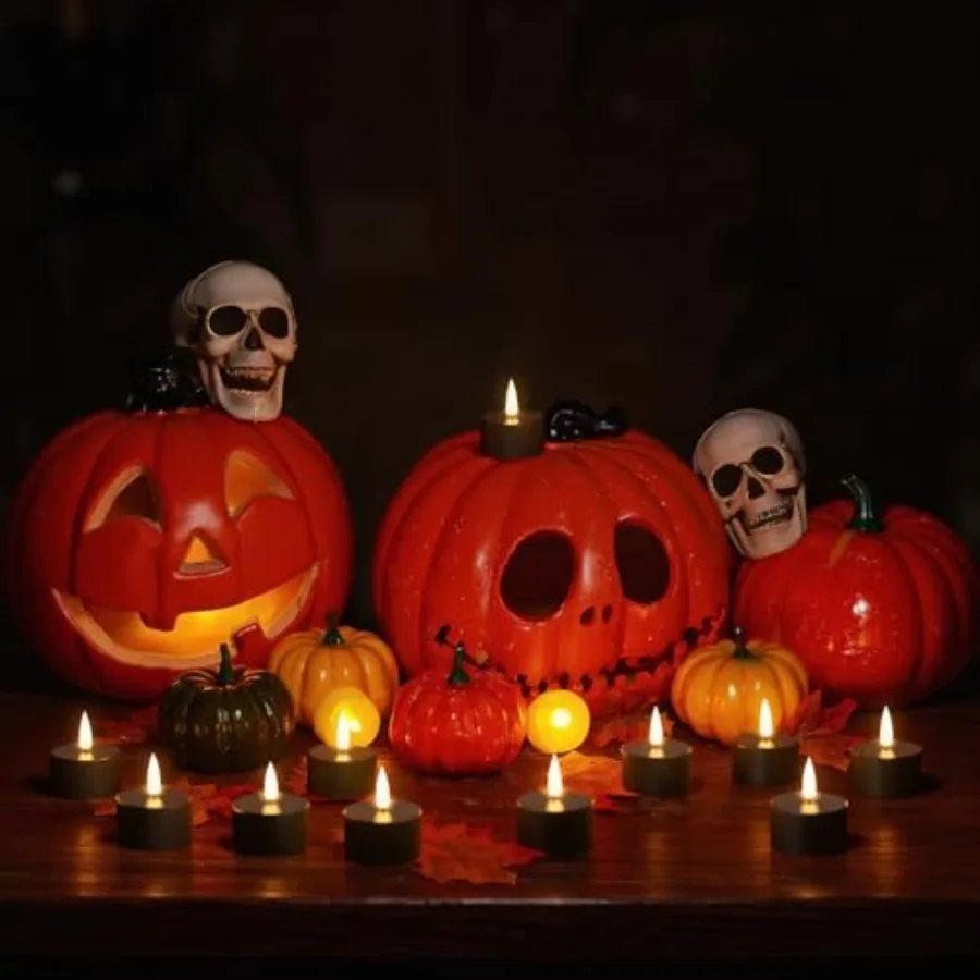 12 Rechargeable Tea Lights Candles with Charging Base and Remote Timer, Flameless LED Tealight Candles Battery Operated Hallowe
