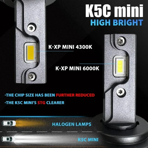 Imagen 2 del producto DAWNKNIGHT K5C MINI H7 H11 5000K bombilla Led para faros H11 H1 HB3 HB4 12V bombilla Led para coche 2 uds