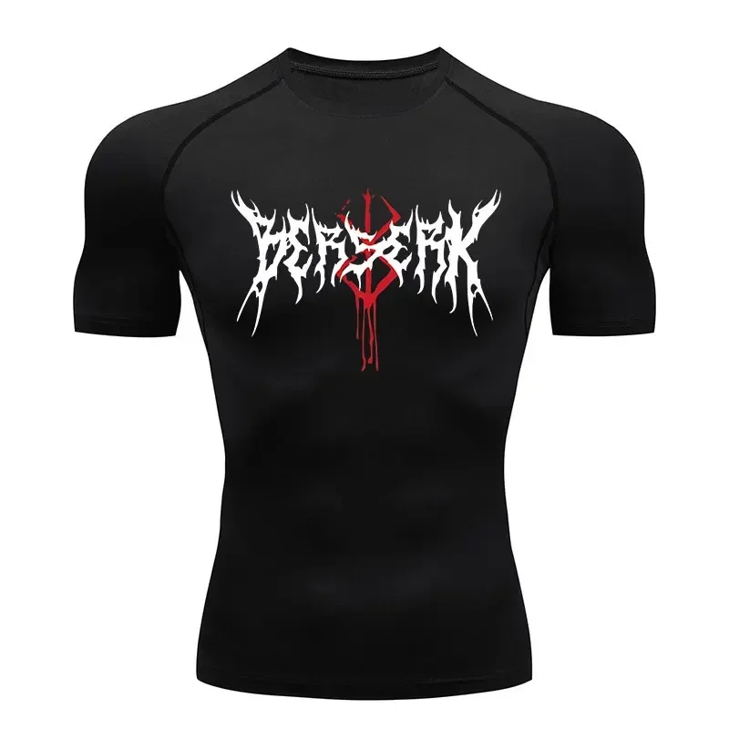 T-shirt de compression Anime Berserk pour hommes, vêtements de sport élastiques et ajustés, manches courtes, gym, musculation, sweat-shirt à séchage rapide, taille S-3XL