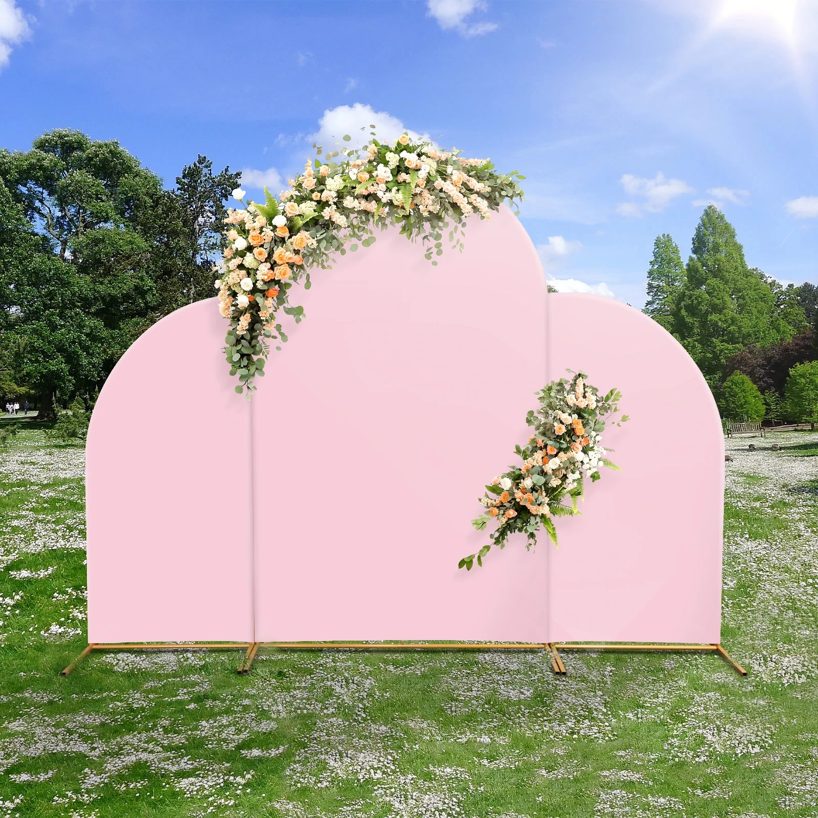 Imagem -03 - Casamento Arco Stand com Metal Arco Frame Backdrop Stand Arched Backdrop Frame Conjunto de Fábrica de Casamento e Festa de Aniversário