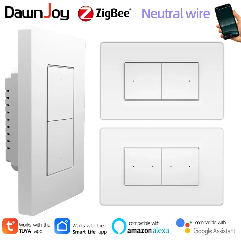 

Dawnjoy smart switch zigbee US 1 2 3 4 gang push button light wall panel tuya smartlife remote share voice with Alexa GoogleHome